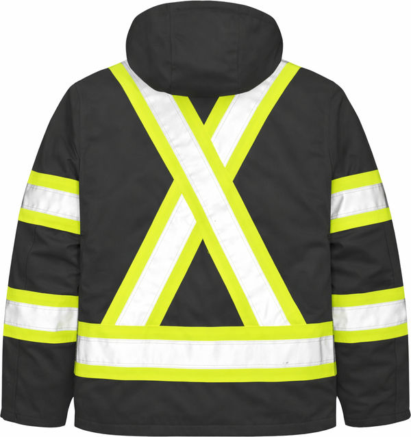 An image of a Custom Tough Duck Cotton Duck Safety Jacket in Black!