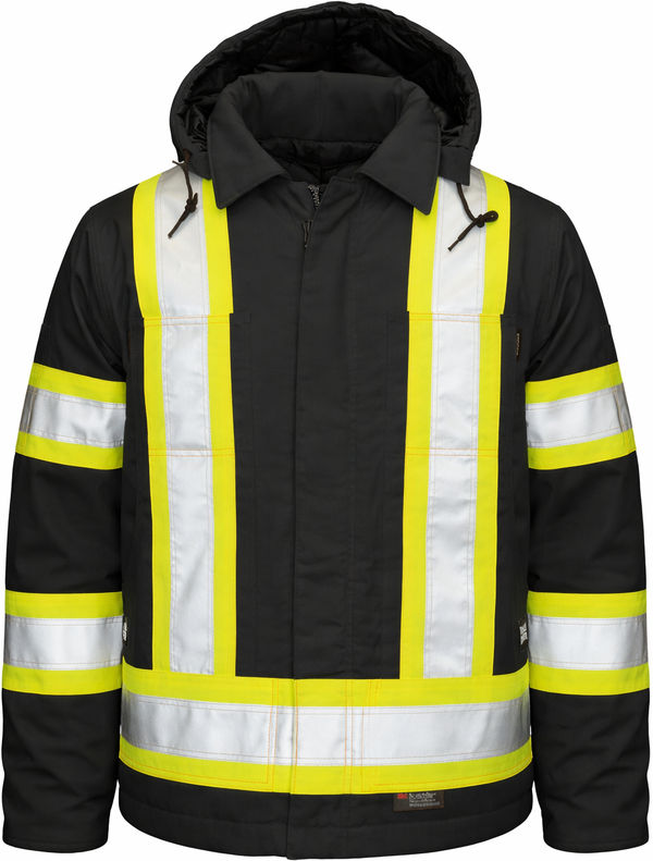 An image of a Custom Tough Duck Cotton Duck Safety Jacket in Black!