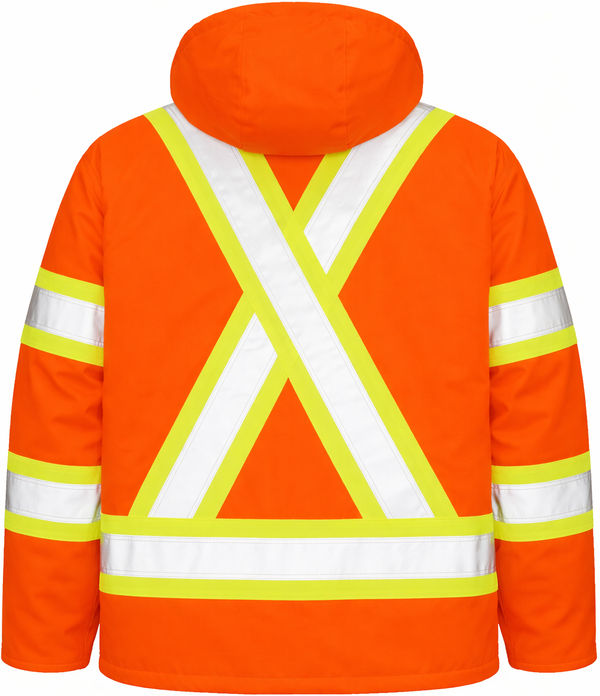 An image of a Custom Tough Duck Cotton Duck Safety Jacket in Bright Orange!