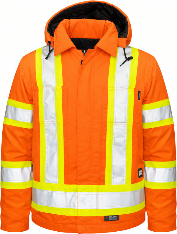 An image of a Custom Tough Duck Cotton Duck Safety Jacket in Bright Orange!
