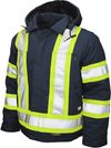 Am image of a Custom Tough Duck Cotton Duck Safety Jacket in Navy!