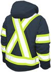 Am image of a Custom Tough Duck Cotton Duck Safety Jacket in Navy!