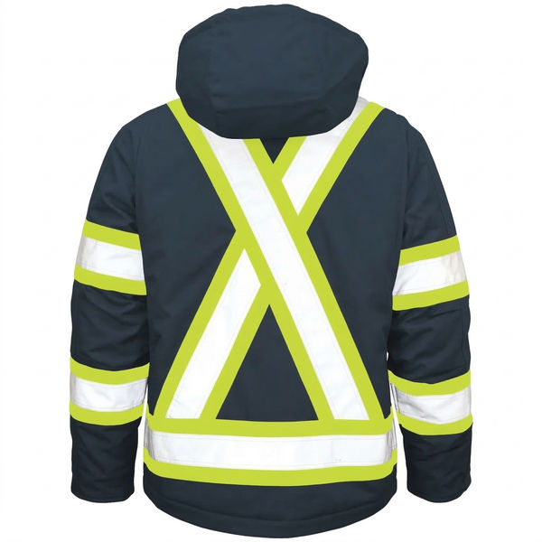 An image of a Custom Tough Duck Cotton Duck Safety Jacket in Navy!