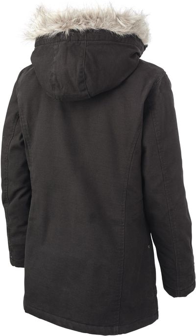 Am image of a Custom Tough Duck Cotton Duck Womens Hydro Parka in Black!