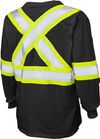 Am image of a Custom Tough Duck Cotton Long Sleeve Safety TShirt in Black!