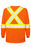 An image of a Custom Tough Duck Cotton Long Sleeve Safety TShirt in Bright Orange!