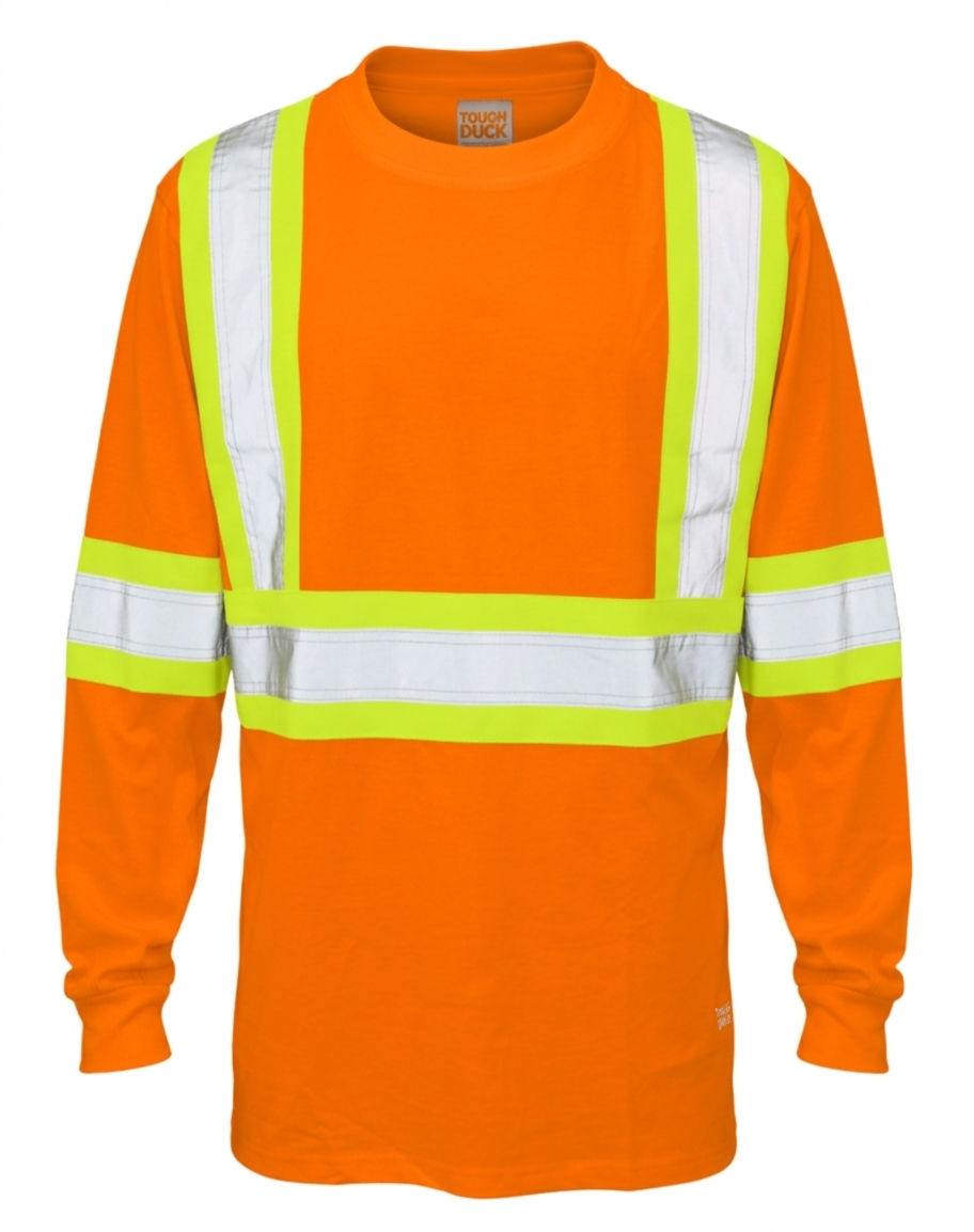 Tough Duck Cotton Long Sleeve Safety TShirt in Bright Orange