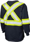 Am image of a Custom Tough Duck Cotton Long Sleeve Safety TShirt in Navy!
