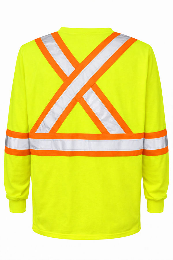 An image of a Custom Tough Duck Cotton Long Sleeve Safety TShirt in Yellow!