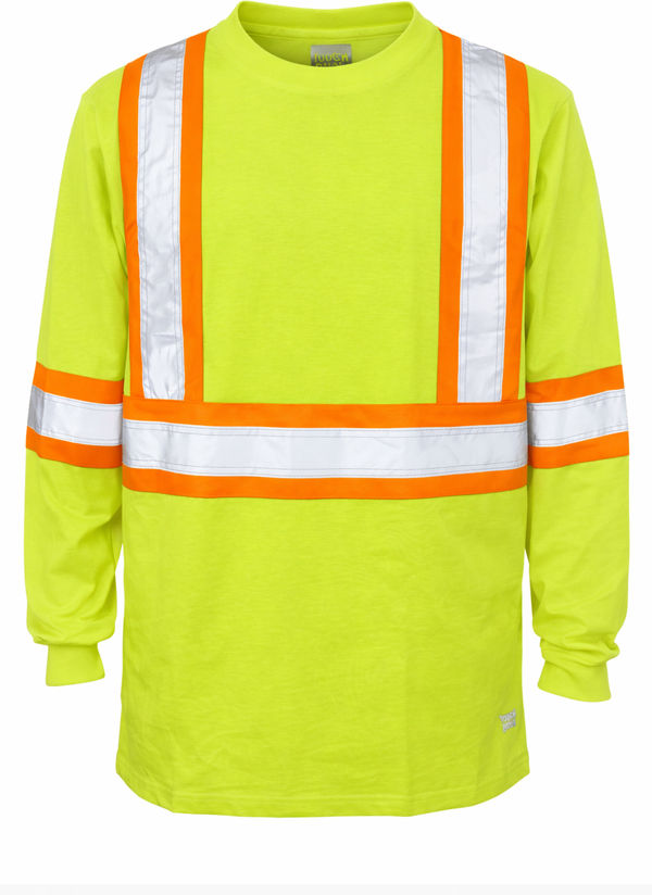An image of a Custom Tough Duck Cotton Long Sleeve Safety TShirt in Yellow!