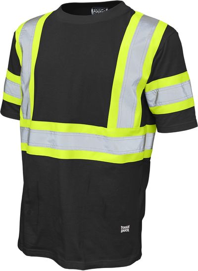 Am image of a Custom Tough Duck Cotton Safety TShirt in Black!