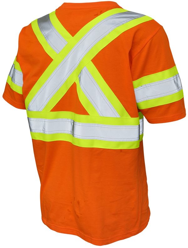 Am image of a Custom Tough Duck Cotton Safety TShirt in Bright Orange!