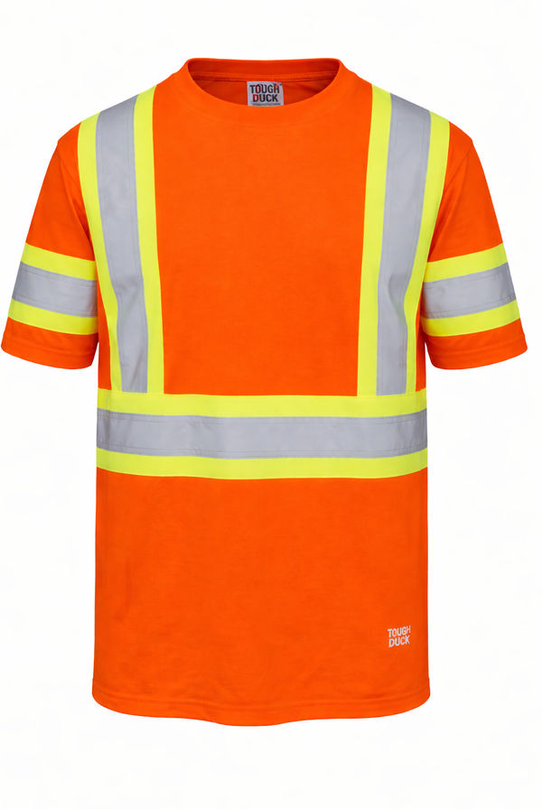 An image of a Custom Tough Duck Cotton Safety TShirt in Bright Orange!