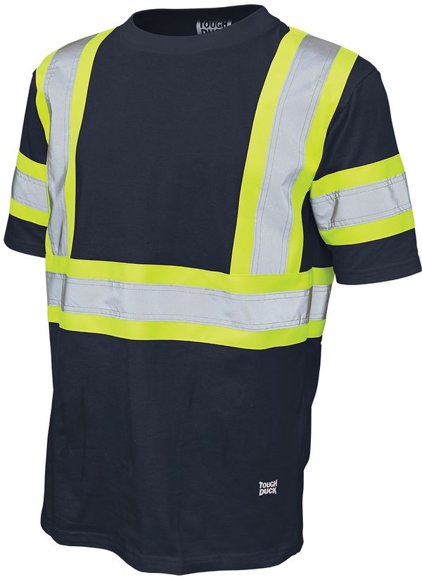 Am image of a Custom Tough Duck Cotton Safety TShirt in Navy!