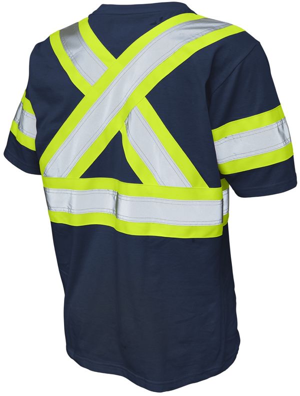 Am image of a Custom Tough Duck Cotton Safety TShirt in Navy!