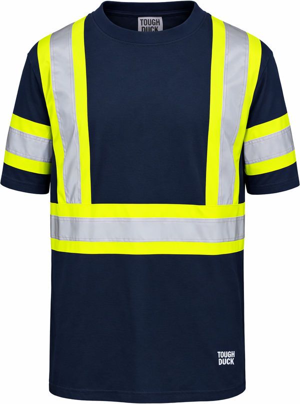 An image of a Custom Tough Duck Cotton Safety TShirt in Navy!