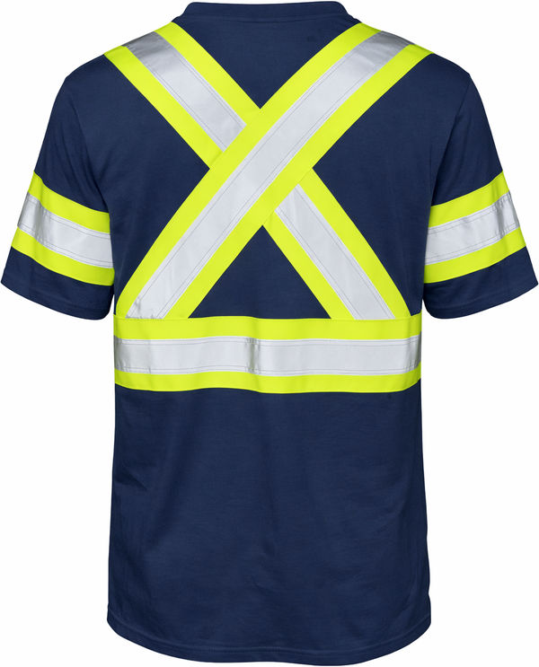 An image of a Custom Tough Duck Cotton Safety TShirt in Navy!