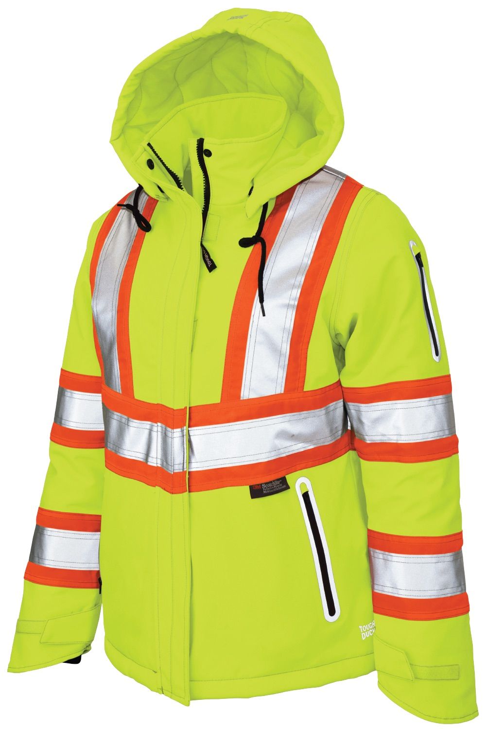 Tough Duck Flex Insulated Safety Womens Jacket in Fluorescent Green