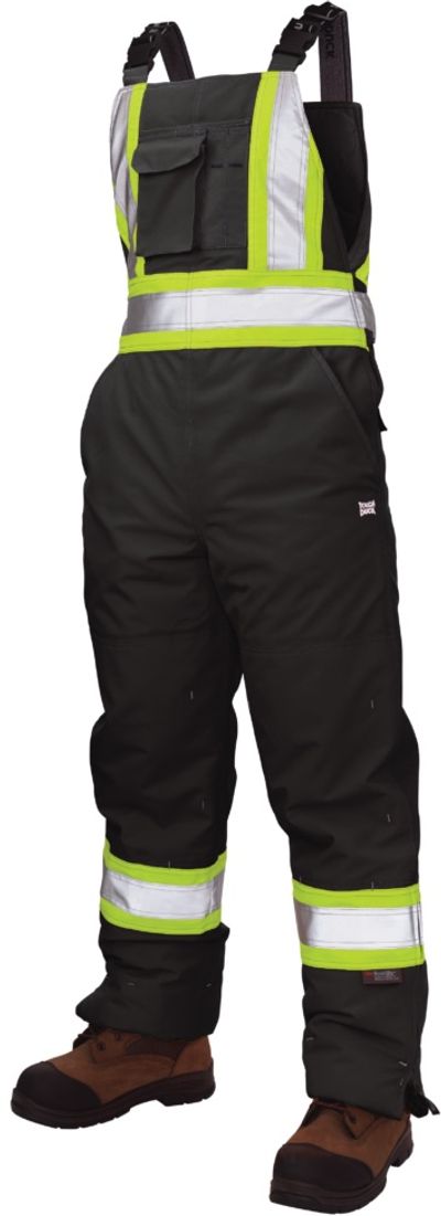 Am image of a Custom Tough Duck Flex Insulated Womens Safety Bib Overall in Black!