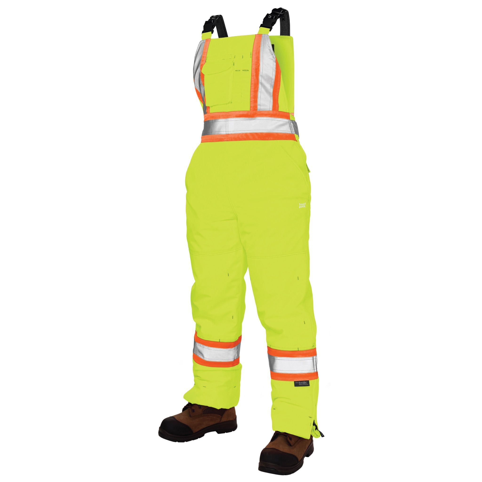 Tough Duck Flex Insulated Womens Safety Bib Overall in Fluorescent Green