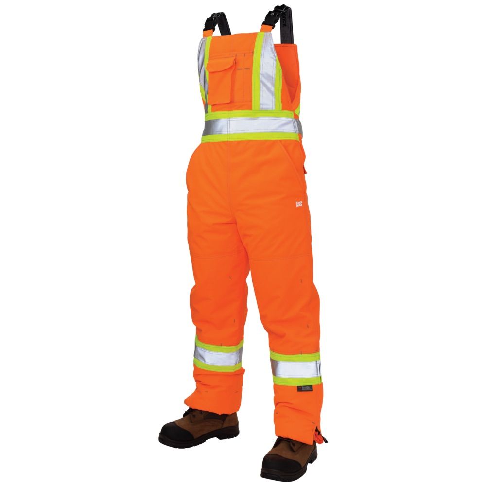 Tough Duck Flex Insulated Womens Safety Bib Overall in Fluorescent Orange