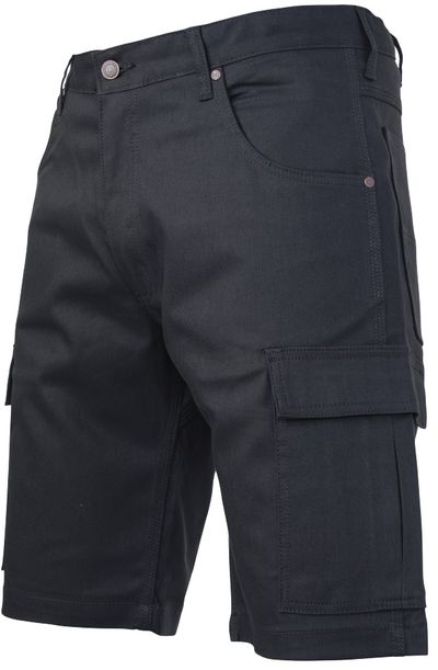 Am image of a Custom Tough Duck Flex Twill Cargo Short in Black!