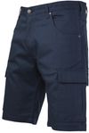 Am image of a Custom Tough Duck Flex Twill Cargo Short in Navy!