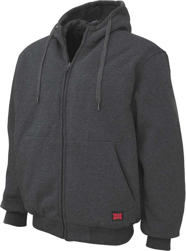 Am image of a Custom Tough Duck Insulated Hoodie in Charcoal!