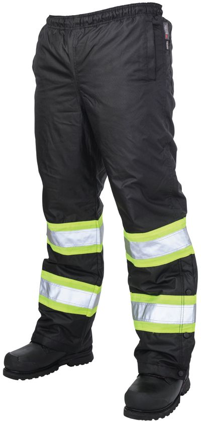 Am image of a Custom Tough Duck Insulated Safety Pull On Pant in Black!