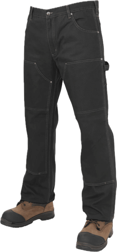 Am image of a Custom Tough Duck Loose Fit Washed Duck Double Front Pants in Black!