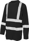 Am image of a Custom Tough Duck Mesh Long Sleeve Safety Tee with Segmented Stripes in Black!