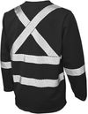 Am image of a Custom Tough Duck Mesh Long Sleeve Safety Tee with Segmented Stripes in Black!