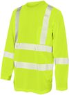 Am image of a Custom Tough Duck Mesh Long Sleeve Safety Tee with Segmented Stripes in Fluorescent Green!