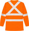 An image of a Custom Tough Duck Mesh Long Sleeve Safety Tee with Segmented Stripes in Fluorescent Orange!