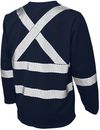Am image of a Custom Tough Duck Mesh Long Sleeve Safety Tee with Segmented Stripes in Navy!