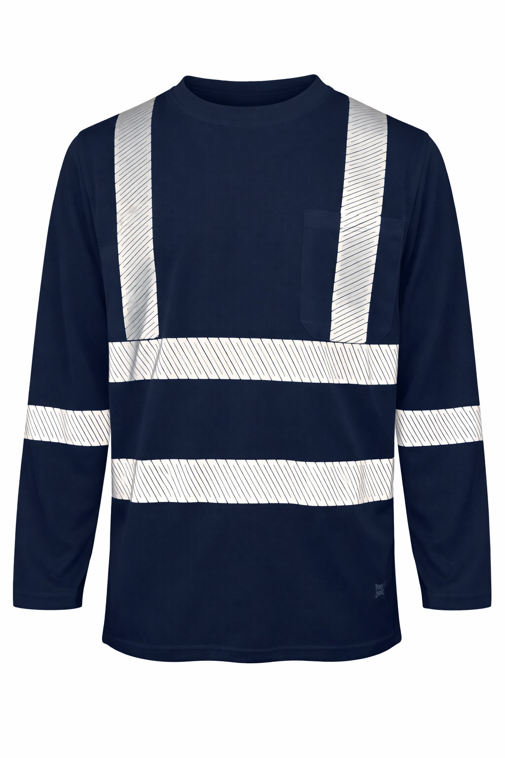 Tough Duck Mesh Long Sleeve Safety Tee with Segmented Stripes in Navy