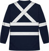 An image of a Custom Tough Duck Mesh Long Sleeve Safety Tee with Segmented Stripes in Navy!