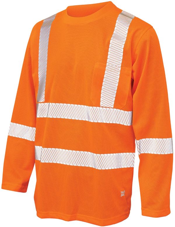 An image of a Custom Tough Duck Mesh Long Sleeve Safety Tee with Segmented Stripes!
