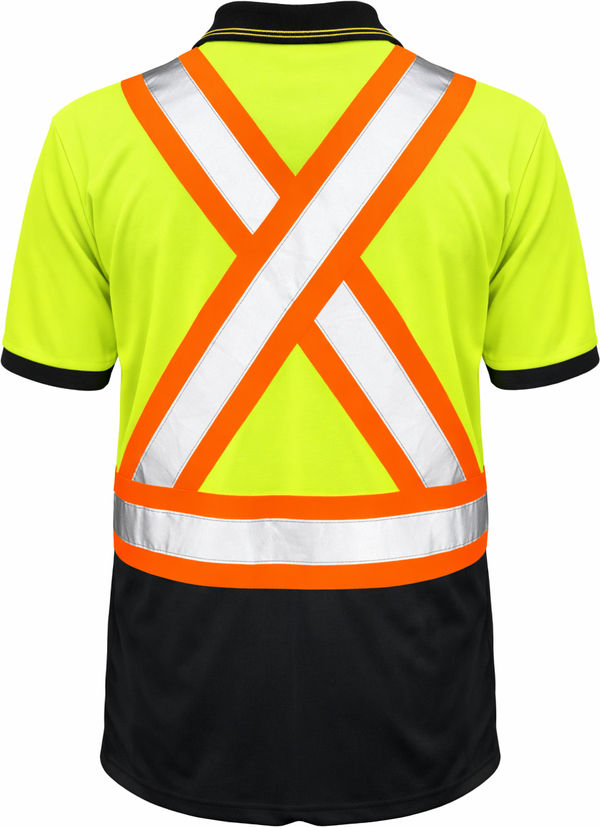 An image of a Custom Tough Duck Mesh Safety Polo Shirt in Fluorescent Green!