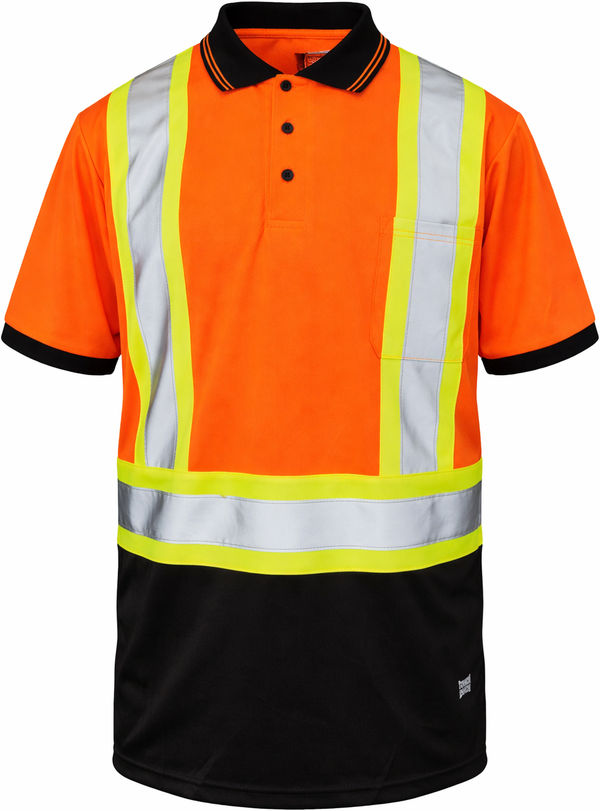 An image of a Custom Tough Duck Mesh Safety Polo Shirt in Fluorescent Orange!