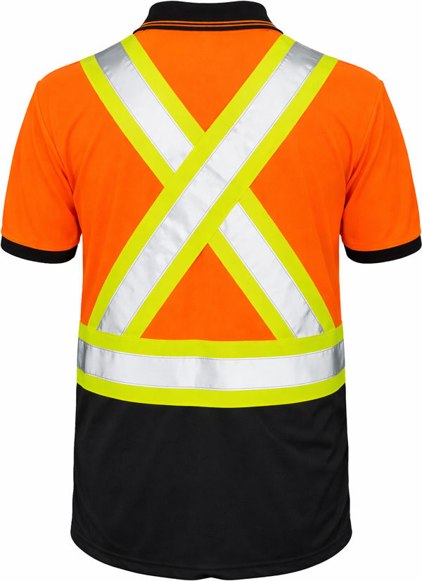 An image of a Custom Tough Duck Mesh Safety Polo Shirt in Fluorescent Orange!