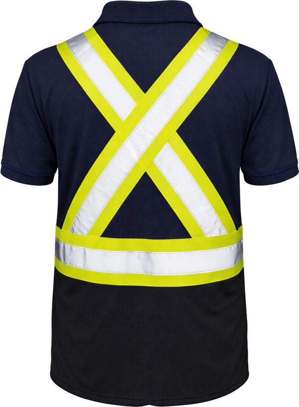 An image of a Custom Tough Duck Mesh Safety Polo Shirt in Navy!
