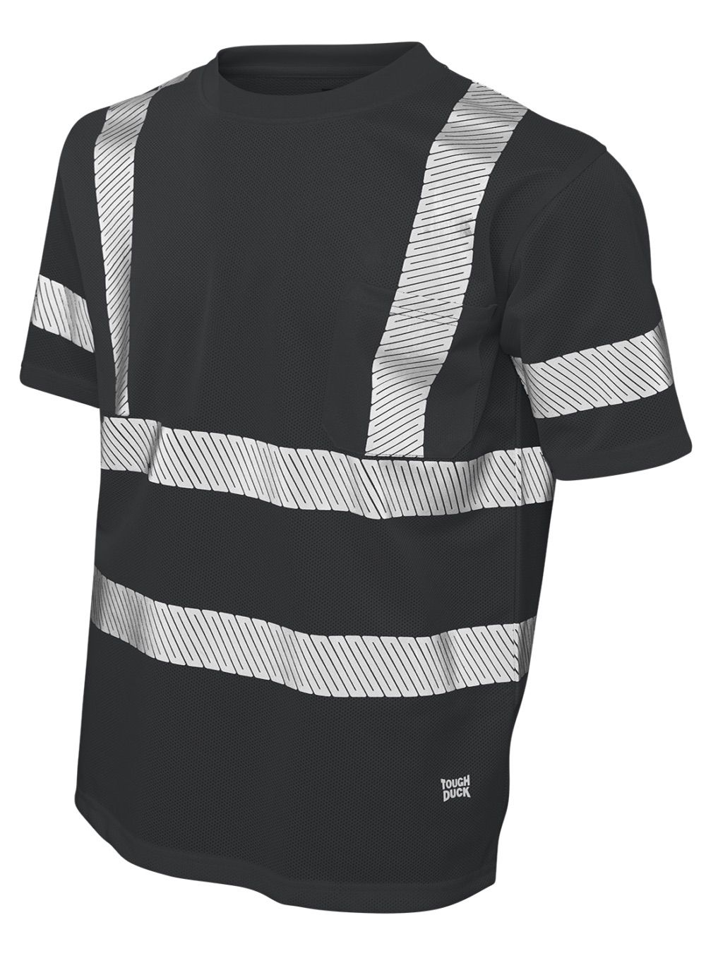 Tough Duck Mesh Safety Tee with Segmented Stripes in Black