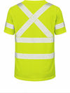 An image of a Custom Tough Duck Mesh Safety Tee with Segmented Stripes in Fluorescent Green!