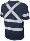 Am image of a Custom Tough Duck Mesh Safety Tee with Segmented Stripes in Navy!