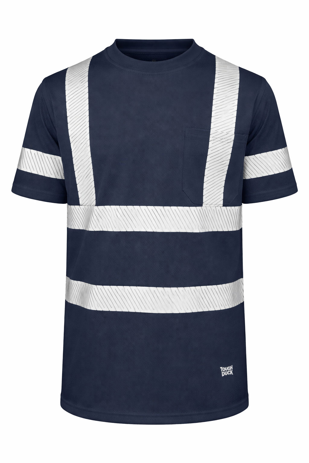 Tough Duck Mesh Safety Tee with Segmented Stripes in Navy