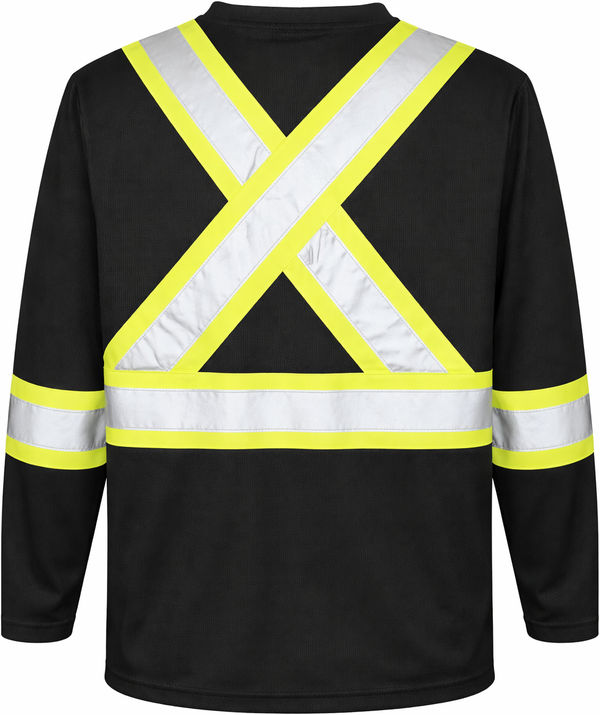 An image of a Custom Tough Duck Micro Mesh Long Sleeve Safety TShirt in Black!
