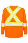 An image of a Custom Tough Duck Micro Mesh Long Sleeve Safety TShirt in Fluorescent Orange!