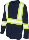 Am image of a Custom Tough Duck Micro Mesh Long Sleeve Safety TShirt in Navy!