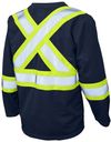 Am image of a Custom Tough Duck Micro Mesh Long Sleeve Safety TShirt in Navy!